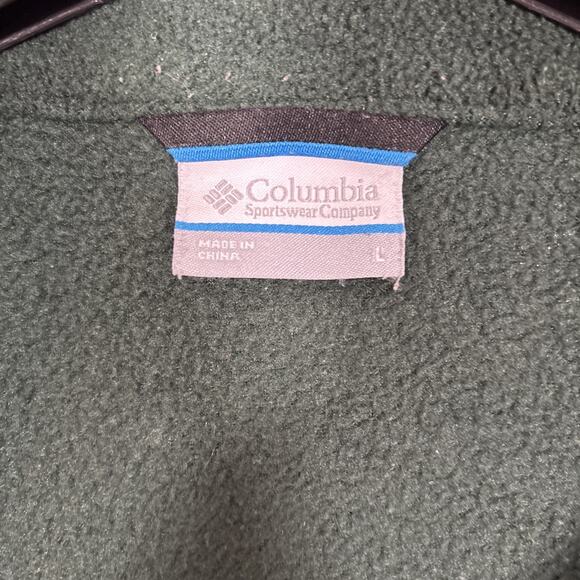 Columbia Fleece Jacket Mens Large Dark Green Full Zip Pockets Outdoor Hiking - Picture 2 of 6